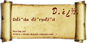Dóda Árpád névjegykártya